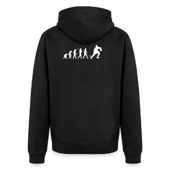 Evolution Hockey! Eis-Hockey! Ice-Hockey - Unisex Premium Bio Zip Hoodie - Schwarz - Hinten - Nico (187cm)