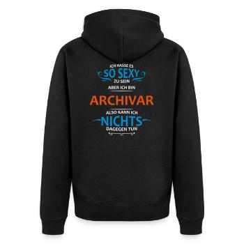 Archivar Beruf - Unisex Premium Bio Zip Hoodie - Schwarz - Hinten - Nico (187cm)