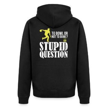 Bowling question funny - funny - Unisex Premium Organic Zip Hoodie - black - Back - Nico (187cm)