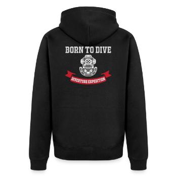 Born to dive - Unisex Premium Organic Zip Hoodie - black - Back - Nico (187cm)