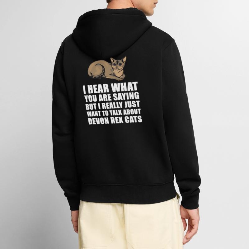 Devon Rex Cat cadeau mignon Veste à capuche bio Premium Unisexe