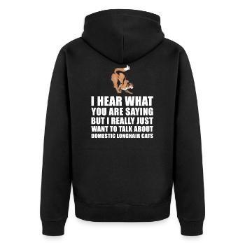 Domestic Longhair Cat Cute Gift - Unisex Premium Organic Zip Hoodie - black - Back - Nico (187cm)