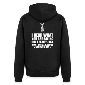 Sphynx Cat Cute Gift - Unisex Premium Organic Zip Hoodie - black - Back - Nico (187cm)