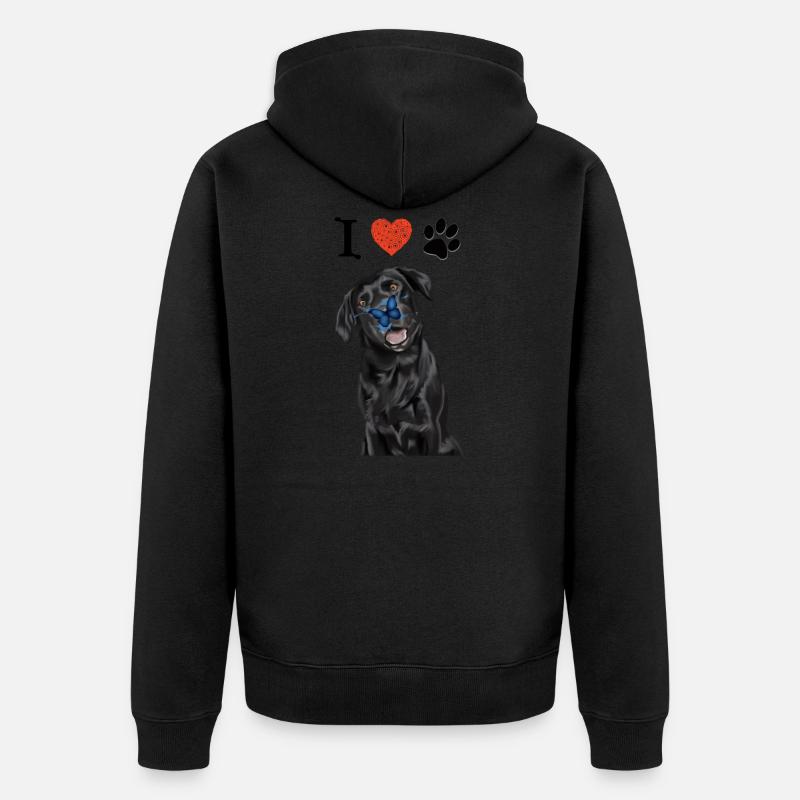 J'aime mon Labrador - Veste à capuche bio Premium Unisexe - noir