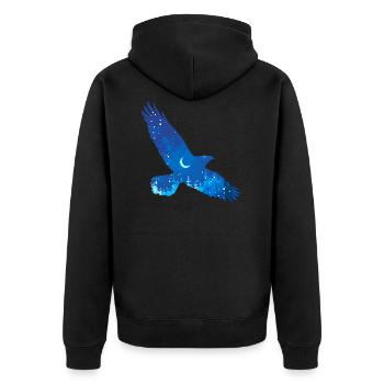 Sternenhimmel Vogel - Unisex Premium Bio Zip Hoodie - Schwarz - Hinten - Nico (187cm)