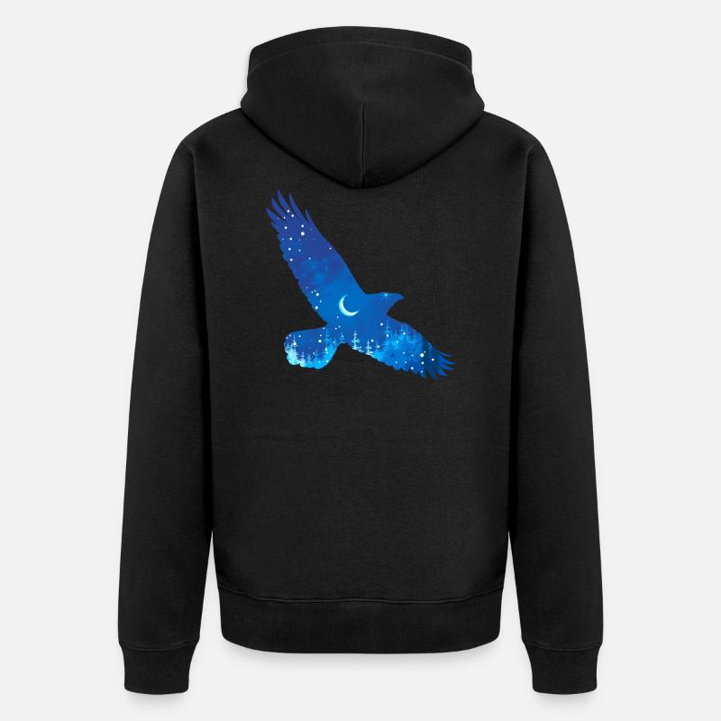 Sternenhimmel Vogel - Unisex Premium Bio Zip Hoodie - Schwarz