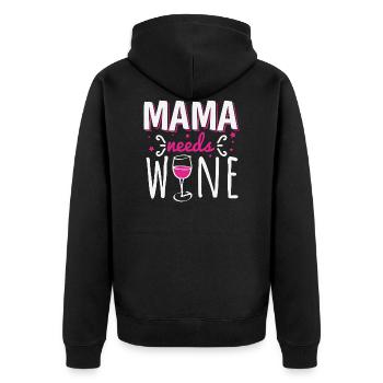 Maman a besoin de vin cadeau de fête des mères de mère - Veste à capuche bio Premium Unisexe - noir - Dos - Nico (187cm)