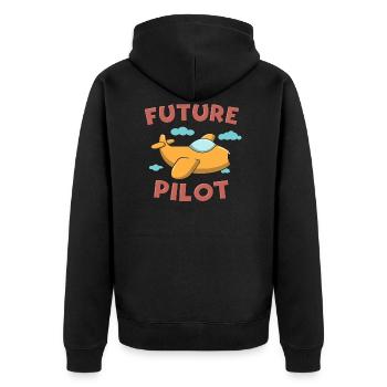 Zukünftiges Pilot Geschenk - Unisex Premium Bio Zip Hoodie - Schwarz - Hinten - Nico (187cm)