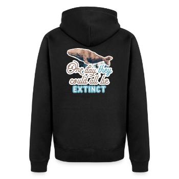 Whale - the last moment to see - Unisex Premium Organic Zip Hoodie - black - Back - Nico (187cm)