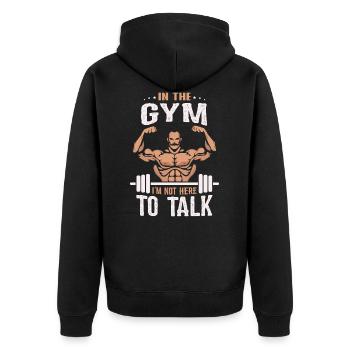 Bodybuilding T-shirt - In the Gym - Unisex Premium Organic Zip Hoodie - black - Back - Nico (187cm)