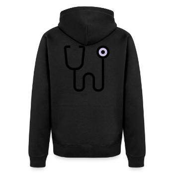 Stethoscop Untersuchung vom Doktor Arzt - Unisex Premium Bio Zip Hoodie - Schwarz - Hinten - Nico (187cm)