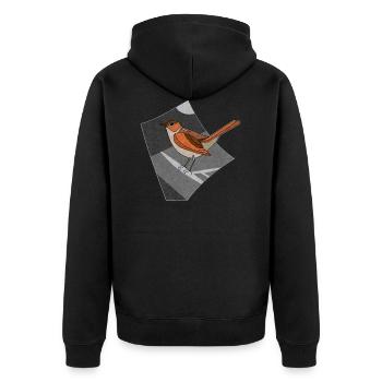 Vogel Nachtigall - Unisex Premium Bio Zip Hoodie - Schwarz - Hinten - Nico (187cm)