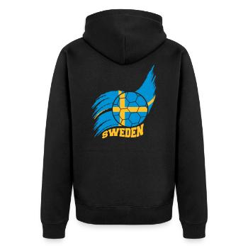 Flag Ball Sweden Swedish Football Fan Logo - Unisex Premium Organic Zip Hoodie - black - Back - Nico (187cm)
