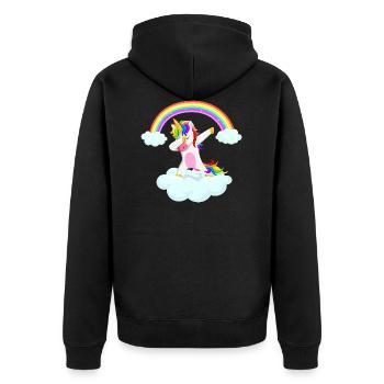 Dabbing unicorn cadeau idée licorne arc-en-ciel - Veste à capuche bio Premium Unisexe - noir - Dos - Nico (187cm)