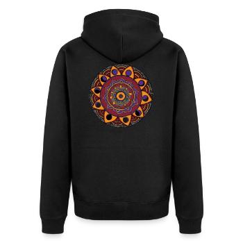 Mandala Flower - Unisex Premium Organic Zip Hoodie - black - Back - Nico (187cm)