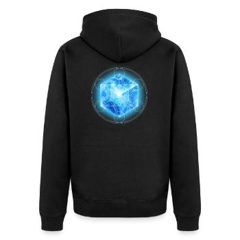 Metatrons Würfel mit Tesseract, 4D Hypercube, - Unisex Premium Bio Zip Hoodie - Schwarz - Hinten - Nico (187cm)
