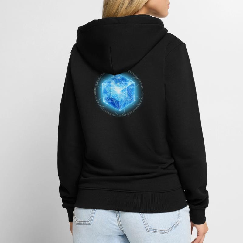 Metatrons Cube with TESSERACT, Hypercube 4D, Unisex Premium Organic Zip Hoodie