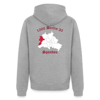 1000 Berlin 20 - Berlin Spandau (vecteur) - Veste à capuche bio Premium Unisexe - gris chiné - Dos - Nico (187cm)