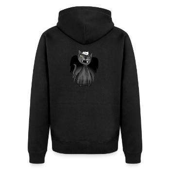 Die schwarze Katze - Unisex Premium Bio Zip Hoodie - Schwarz - Hinten - Nico (187cm)