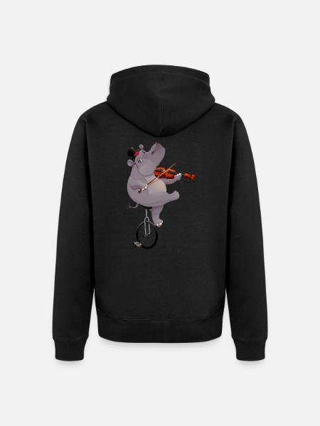 Nilpferd mit Einrad - Unisex Premium Bio Zip Hoodie -