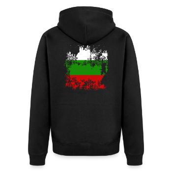 Drapeau Bulgarie vintage - Veste à capuche bio Premium Unisexe - noir - Dos - Nico (187cm)