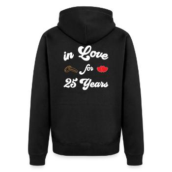 25 years married - silver wedding - in love - Unisex Premium Organic Zip Hoodie - black - Back - Nico (187cm)