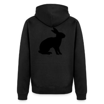 Kaninchen - Unisex Premium Bio Zip Hoodie - Schwarz - Hinten - Nico (187cm)