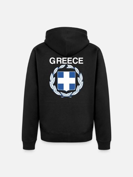 Grækenland våbenskjold - Premium økologisk unisex-hættejakke - sort