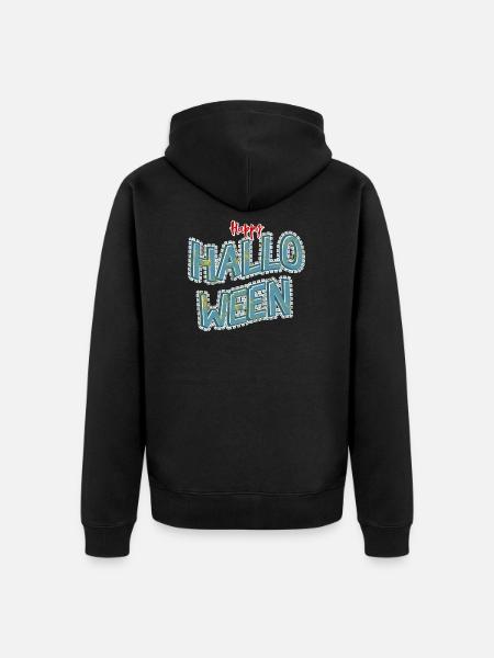 HAPPY HALLOWEEN, grunge - Unisex Premium Organic Zip Hoodie - black