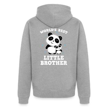 World's Best Little Brother - Kleiner Bruder Panda - Unisex Premium Bio Zip Hoodie - Grau meliert - Hinten - Nico (187cm)