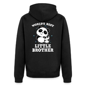World's Best Little Brother - Kleiner Bruder Panda - Unisex Premium Bio Zip Hoodie - Schwarz - Hinten - Nico (187cm)
