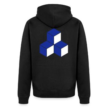 Cube - Unisex Premium Bio Zip Hoodie - Schwarz - Hinten - Nico (187cm)