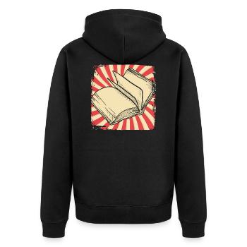 Bücher lesen - Unisex Premium Bio Zip Hoodie - Schwarz - Hinten - Nico (187cm)