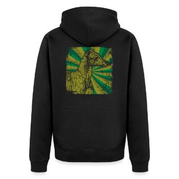 Windhund - Unisex Premium Bio Zip Hoodie - Schwarz - Hinten - Nico (187cm)