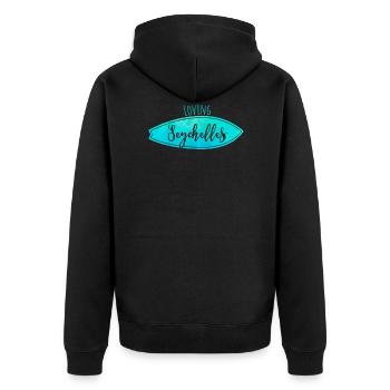 Seychellen Geschenk für Reisende - Unisex Premium Bio Zip Hoodie - Schwarz - Hinten - Nico (187cm)