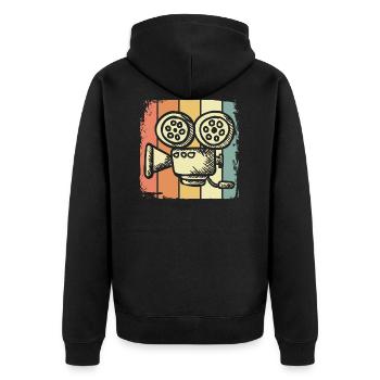 Film video - Unisex Premium Organic Zip Hoodie - black - Back - Nico (187cm)