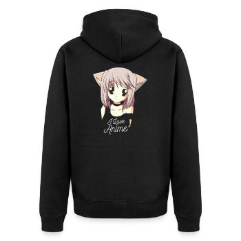 Ich liebe Anime Figur Geschenk Japan Fan Mädchen - Unisex Premium Bio Zip Hoodie - Schwarz - Hinten - Nico (187cm)