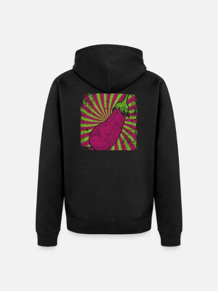 eggplant - Unisex Premium Organic Zip Hoodie - black