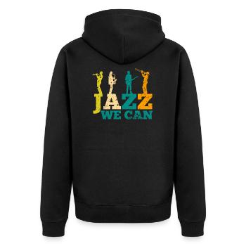 Musik Jazz Bass - Unisex Premium Bio Zip Hoodie - Schwarz - Hinten - Nico (187cm)