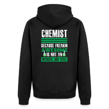 Chemiker - Unisex Premium Bio Zip Hoodie - Schwarz - Hinten - Nico (187cm)