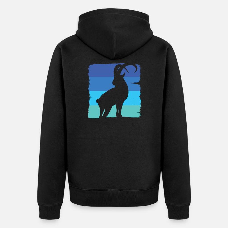 Steinbock Quadrat - Unisex Premium Bio Zip Hoodie - Schwarz