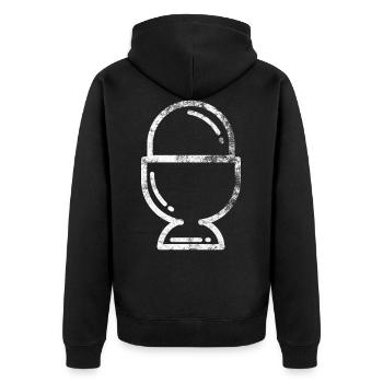 egg - Unisex Premium Organic Zip Hoodie - black - Back - Nico (187cm)