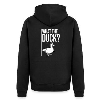 Ente Enten Gans Geschenk Vogel Jagd Jäger - Unisex Premium Bio Zip Hoodie - Schwarz - Hinten - Nico (187cm)
