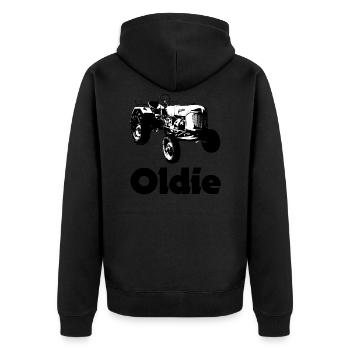 Oldie tractor the classic of agriculture - Unisex Premium Organic Zip Hoodie - black - Back - Nico (187cm)
