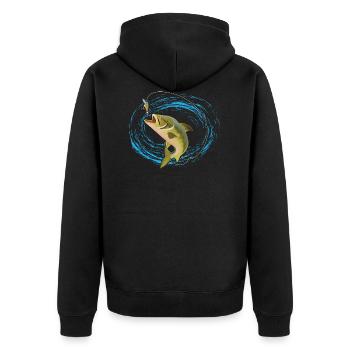 Cadeau de pêche au nord pêcheur pêche sur glace - Veste à capuche bio Premium Unisexe - noir - Dos - Nico (187cm)