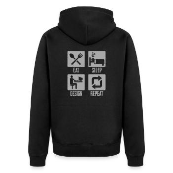 Architekt - Unisex Premium Bio Zip Hoodie - Schwarz - Hinten - Nico (187cm)