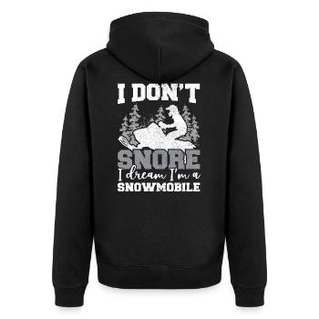 Je ne ronfle pas Je rêve que je suis une motoneige - Veste à capuche bio Premium Unisexe - noir - Dos - Nico (187cm)