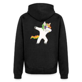 Dabbing Unicorn Dab dabbendes Einhorn - Unisex Premium Bio Zip Hoodie - Schwarz - Hinten - Nico (187cm)