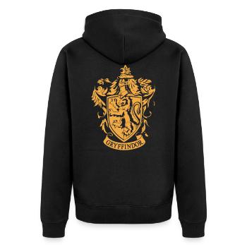 Harry Potter Gryffindor Wappen - Unisex Premium Bio Zip Hoodie - Schwarz - Hinten - Nico (187cm)