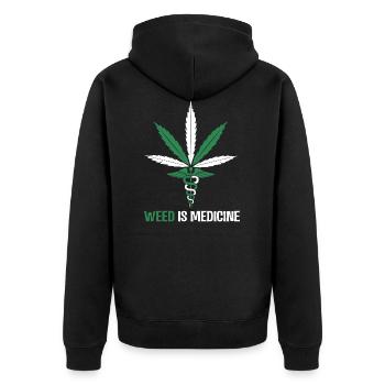 Weed is medicine - Unisex Premium Organic Zip Hoodie - black - Back - Nico (187cm)